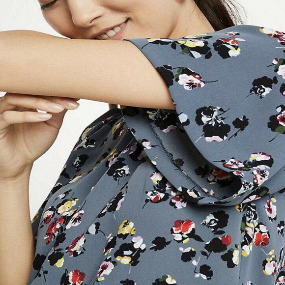 Ann Taylor - Slate Blue Winter Floral Shift Dress - Picture 3 of 4